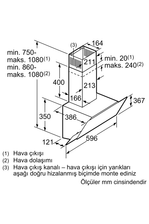 DWK65AD60R  Serie 4 Duvar Tipi Davlumbaz 60 cm Siyah Cam, Siyah