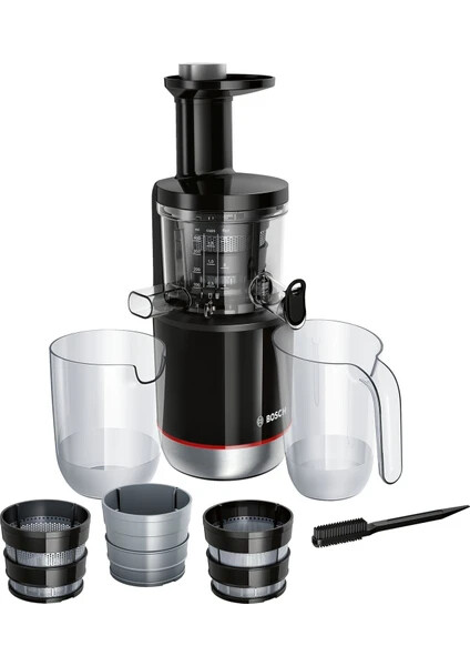 MESM731M VitaExtract Yavaş Sıkım Katı Meyve Sıkacağı VitaExtract 150 W Siyah, Fırçalanmış paslanmaz çelik