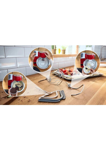 MUM5X720 Serie 4 Kitchen machine with scale MUM 5 1000 W Kırmızı, Gümüş