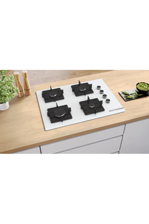 POP7C2P30 Serie 4 Gazlı Ocak 67 cm Sert cam, Beyaz