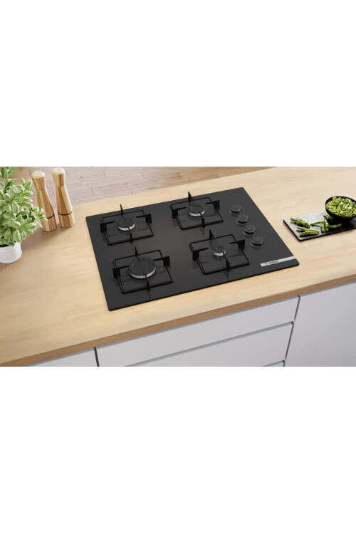 POP7C6P30O  Serie 4 Gazlı Ocak 67 cm Sert cam, Siyah