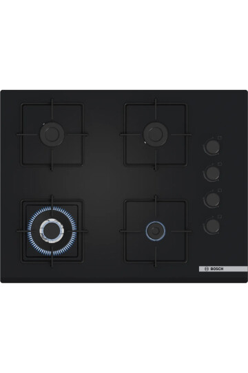 POH7C6P30O Serie 4 Gazlı Ocak 67 cm Sert cam, Siyah